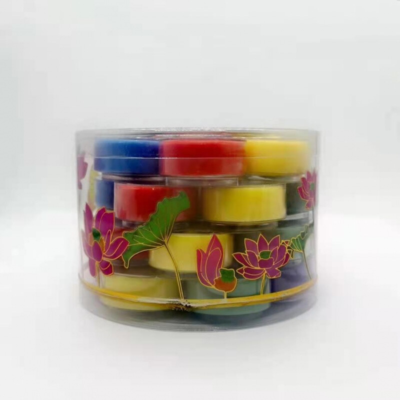 【京選】添發(fā)酥油梅花粒28粒酥油燈酥油粒香薰味植物酥油燭無煙蠟燭 黃色4小時(shí) (一箱6盒)